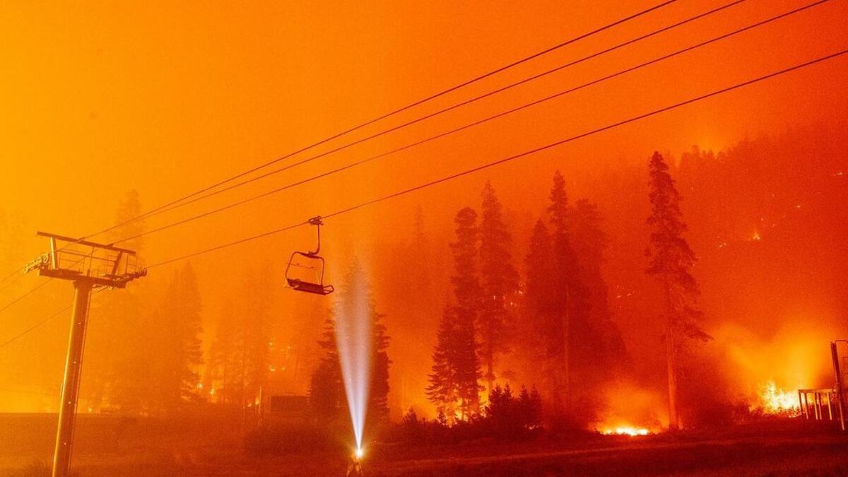 The #caldorfire made a hard push into the Lake Tahoe basin overnight. It also burned part of the Sierra ski resort shown here. More than 650 structures have burned and thousands more continue to be threatened.