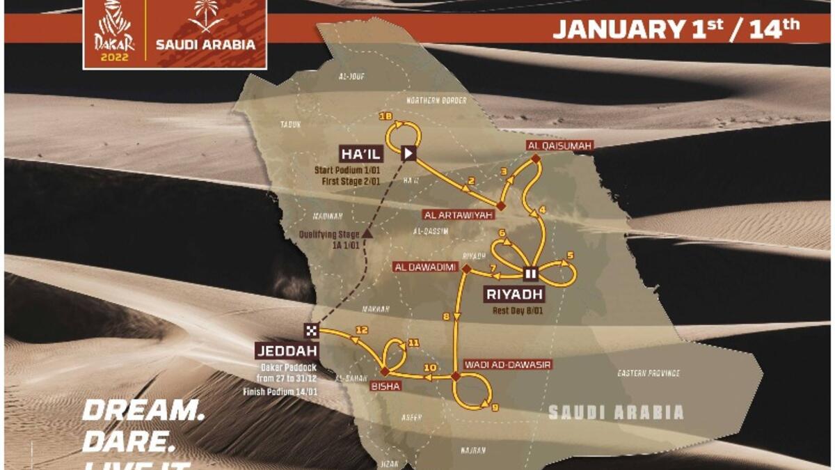 تبلغ مسافة السباق 8375 كيلومترًا يمر خلالها المتسابقون بمختلف التضاريس والمنعطفات في رمال السعودية، وتخضع نصف هذه المسافة لخاصية التوقيت ومثلها مفتوحة الزمن.
