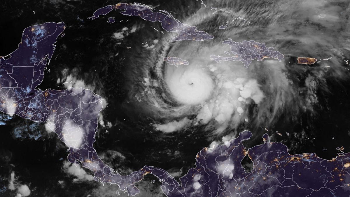 This RAMMB/CIRA handout satellite image shows Hurricane Melissa southeast of Jamaica at 03:30 UTC on October 26, 2025. Photo by - / RAMMB/CIRA / AFP Hurricane Melissa
