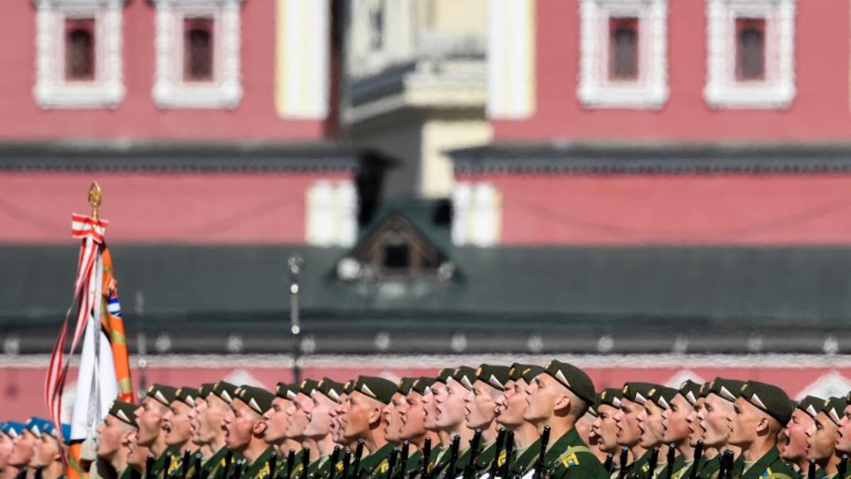Russian servicemen take part in the Victory Day military parade at Red Square in Moscow on May 9, 2018. Russia marks the 73rd anniversary of the Soviet Union's victory over Nazi Germany in World War Two.
Kirill KUDRYAVTSEV / AFP
