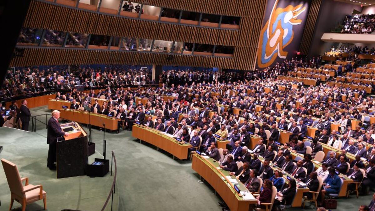 US President Donald Trump addresses the 73rd session of the General Assembly at the United Nations in New York September 25, 2018. 
Don EMMERT / AFP