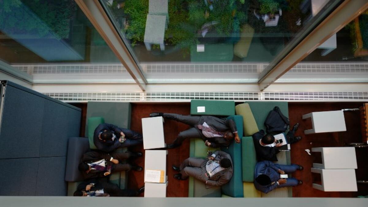 Journalists work in the corridors of the United Nations headquarters in New York City on September 25, 2018 during the annual general assembly. 
Ludovic MARIN / AFP