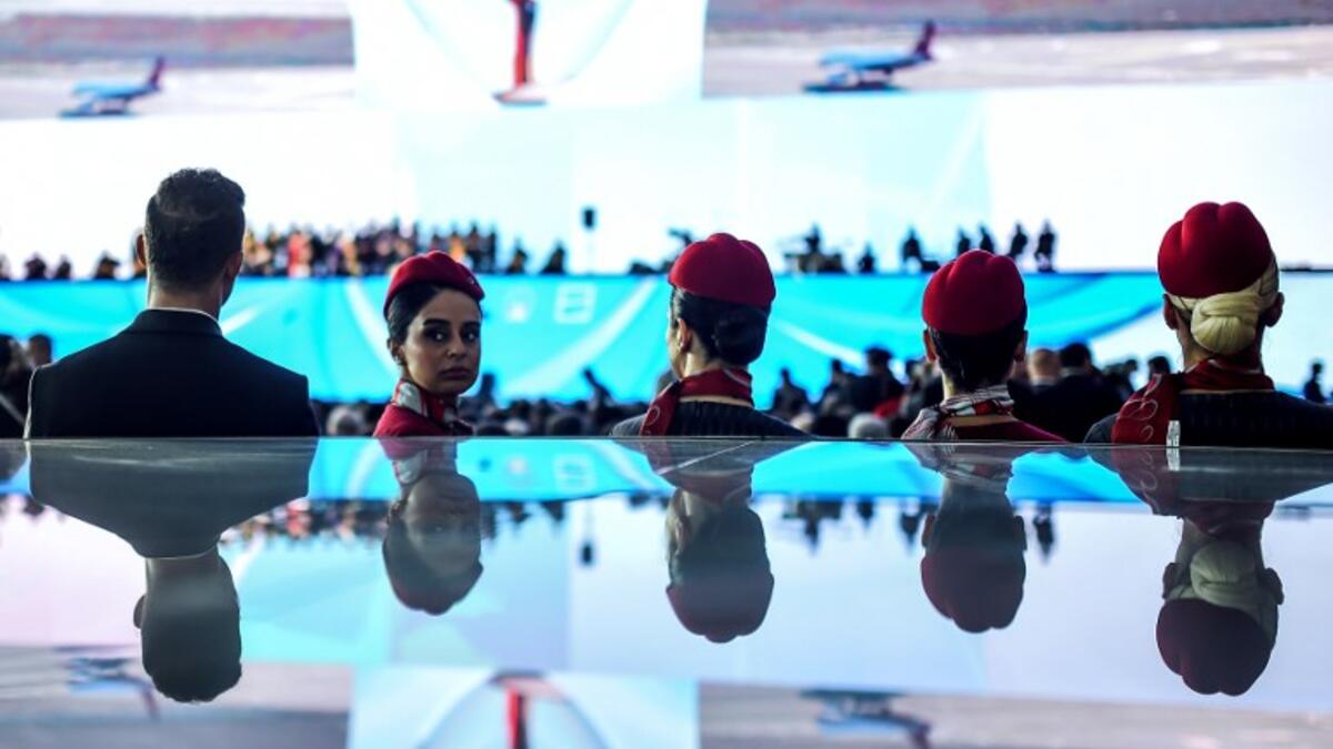 People attend the opening ceremony of Istanbul's new international airport, in the Arnavutkoy district, on the European side of Istanbul on October 29, 2018. Turkish 
BULENT KILIC / AFP