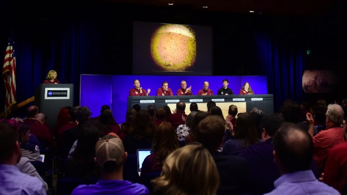 NASA engineer and project manager Tom Hoffman (3L) and his team give a press conference after the successful landing by the InSight spacecraft.
Frederic J. BROWN / POOL / AFP