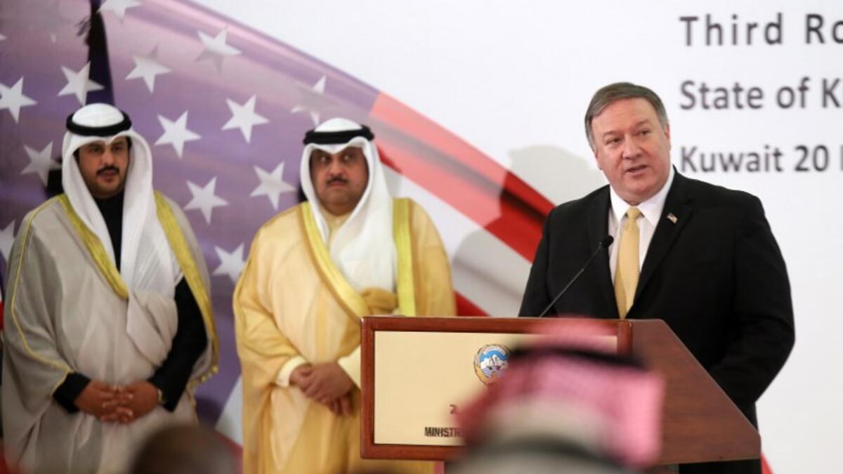 US Secretary of State Mike Pompeo is pictured during a press conference with Kuwait's foreign minister in Kuwait City on March 20, 2019. 
Yasser Al-Zayyat / AFP