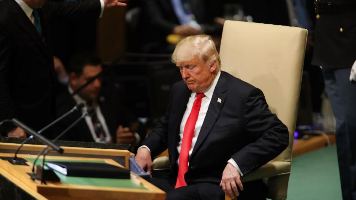 President Donald Trump pauses after addressing the 73rd United Nations (U.N.) General Assembly on September 25, 2018 in New York City. Images/AFP 
SPENCER PLATT / GETTY IMAGES NORTH AMERICA / AFP
