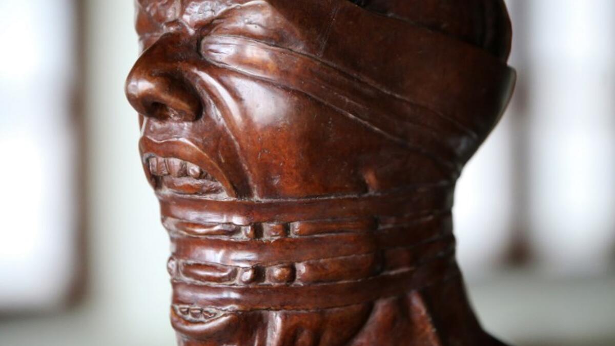 A picture taken at the Museum of Modern Art in Kuwait City on October 4, 2018, shows a sculpture by Kuwaiti artist Sami Mohammed. 
Yasser Al-Zayyat / AFP