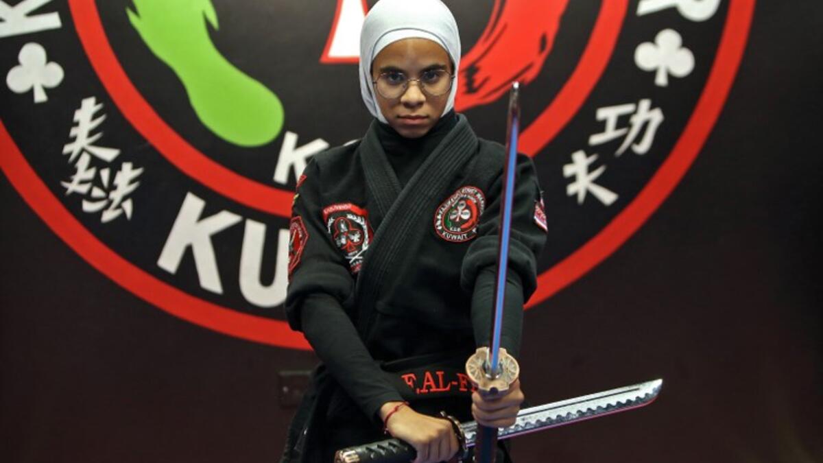 Kuwaiti women practise hybrid martial art Kajukenbo in a club in Kuwait City.
Yasser Al-Zayyat / AFP