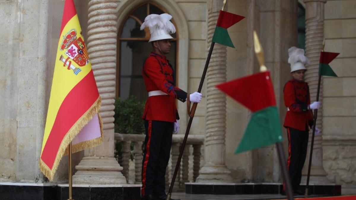 Iraqi honour guards are pictured during a welcome ceremony for the King of Spain in the capital Baghdad on January 30, 2019. King Felipe visited special forces helping Iraq fight terrorists, during the first trip by a Spanish monarch to the war-ravaged country in four decades, a diplomat said.
AHMAD AL-RUBAYE / AFP