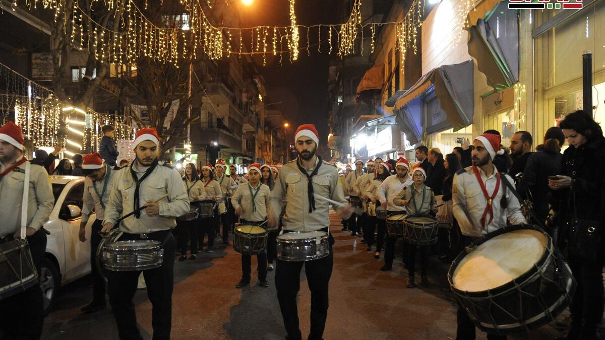 Festivities organized by the Action Project to celebrate Christmas and the New-Year in Damascus (Twitter)