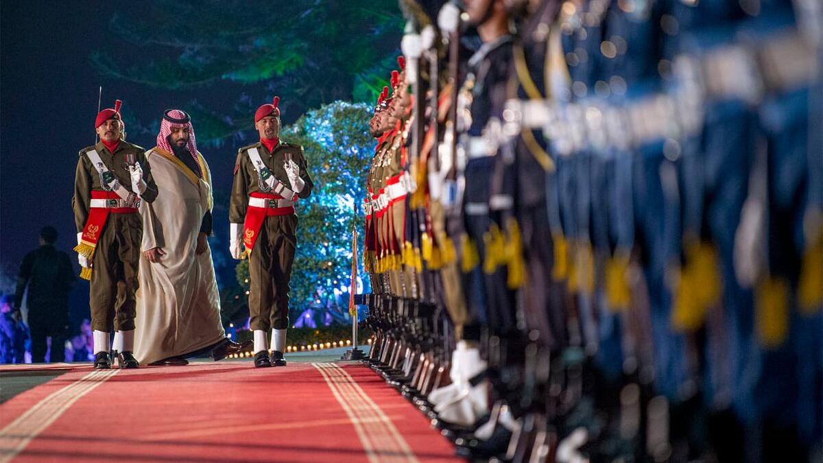 Upon arrival at the Prime Minister House in Islamabad, a contingent comprising personnel of all three services presented the Crown Prince of the Kingdom of Saudi Arabia, Mohammed Bin Salman a Guard of Honor (Twitter)