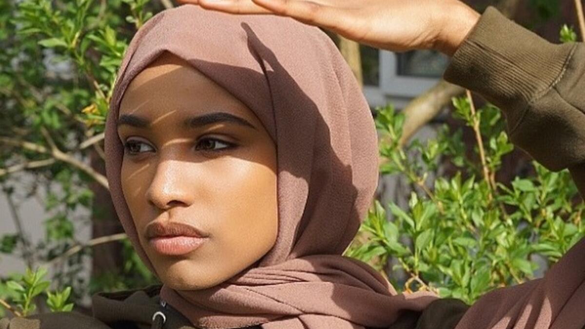 Model Ikram Abdi Omar stepped out on the Molly Goddard Fall 2018 runway wearing her hijab (Instagram)