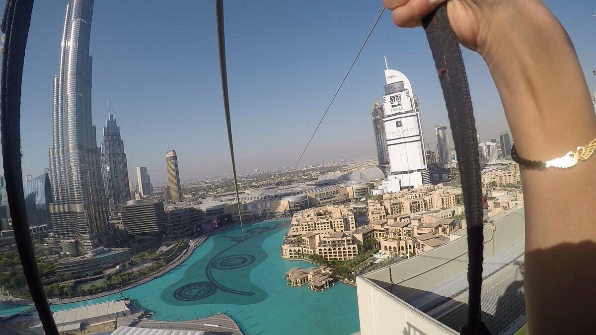 Ziplining
It is 1800 feet above the Dubai fountains, which take 40 seconds to complete zip line, at a speed of 60-70kmph (Twitter)