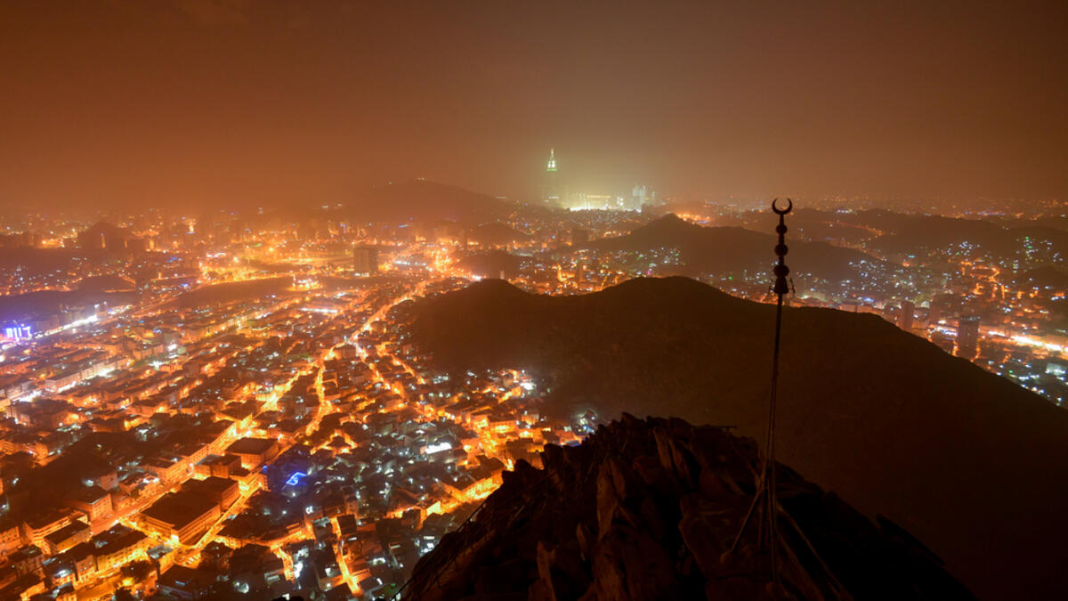 Mecca city view from Hira Cave at night (Shutterstock/File Photo)