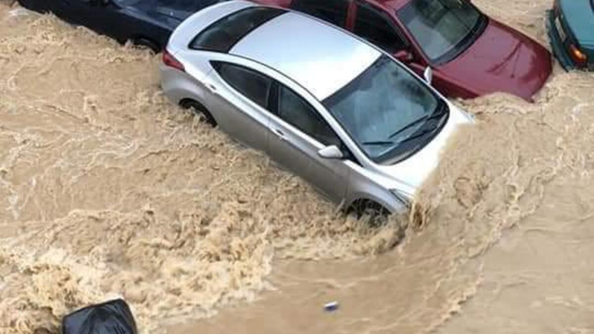 Heavy rainfalls caused floods in Jordan. (Twitter)