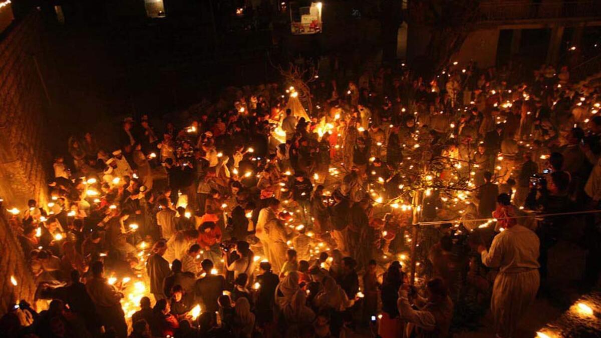 Yazidis in northern Iraq celebrating the Festival of Assembly (Twitter)