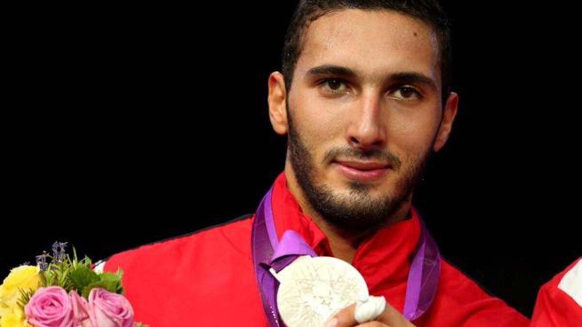 One of Egypt's Silvers is Alaaeldin Abouelkassem in fencing, London 2012