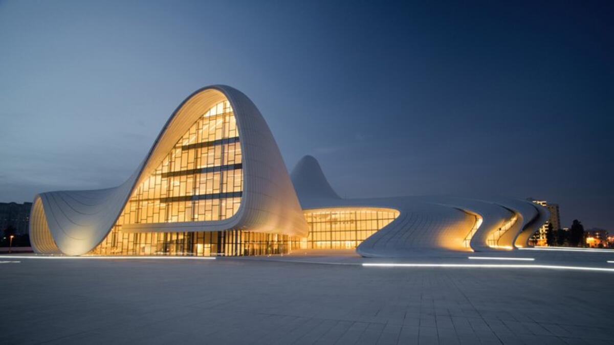 The Heydar Aliyev Center is a building complex in Baku, Azerbaijan designed by Zaha Hadid noted for its distinctive architecture and flowing, curved style that eschews sharp angles (Twitter)