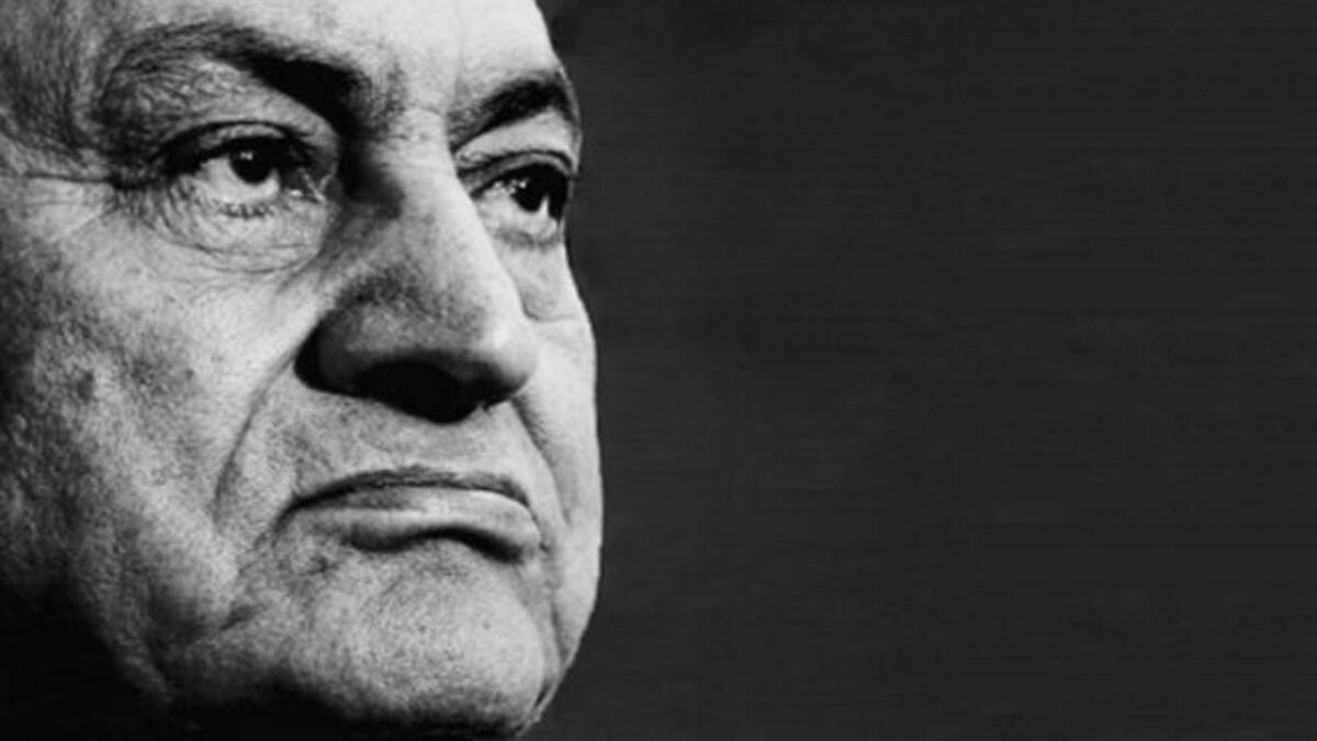 A sombre looking ex President Mubarak