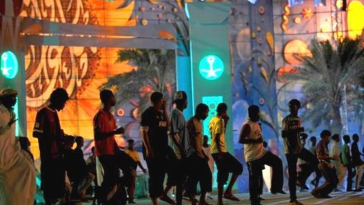Saudi Arabia: Dancers rehearse for the upcoming Eid al-Fitr celebrations at the Masmak quarter in the Saudi capital Riyadh, days ahead of the three-day feast which marks the end of the Muslim holy fasting month of Ramadan.