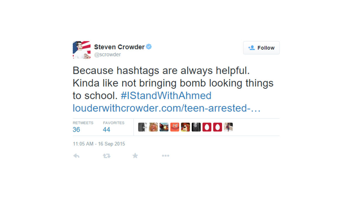 Of course, the “clock kid” story provoked an inevitable backlash, too, with conservatives like comedian/ political commentator Steven Crowder attempting to tamp down support for Ahmed.