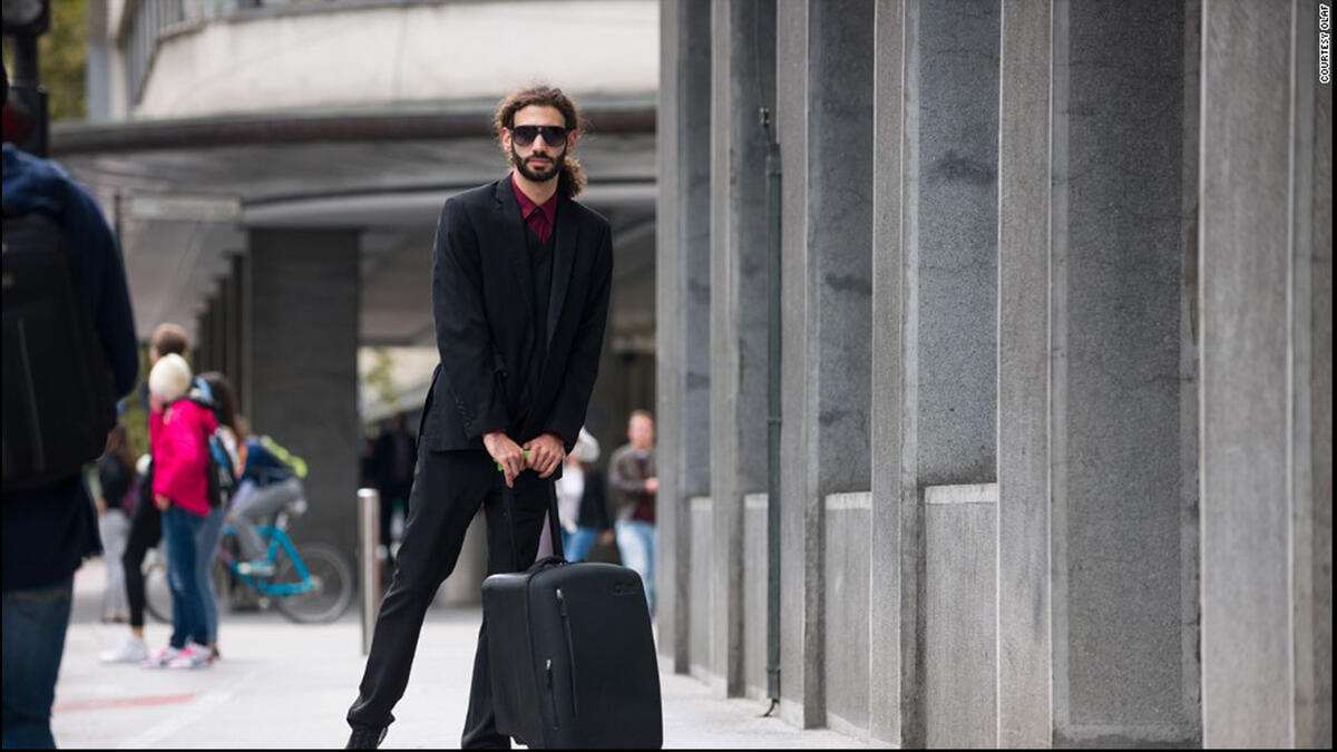 suit and travel on case