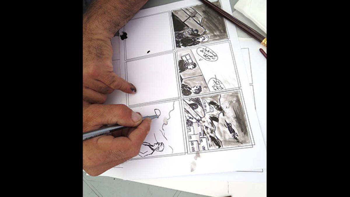 There wasn't a sound in the room as the men were drawing.  Most skipped over a rough pencil draft, jumping right into their painted sketches. The intensity was palpable.