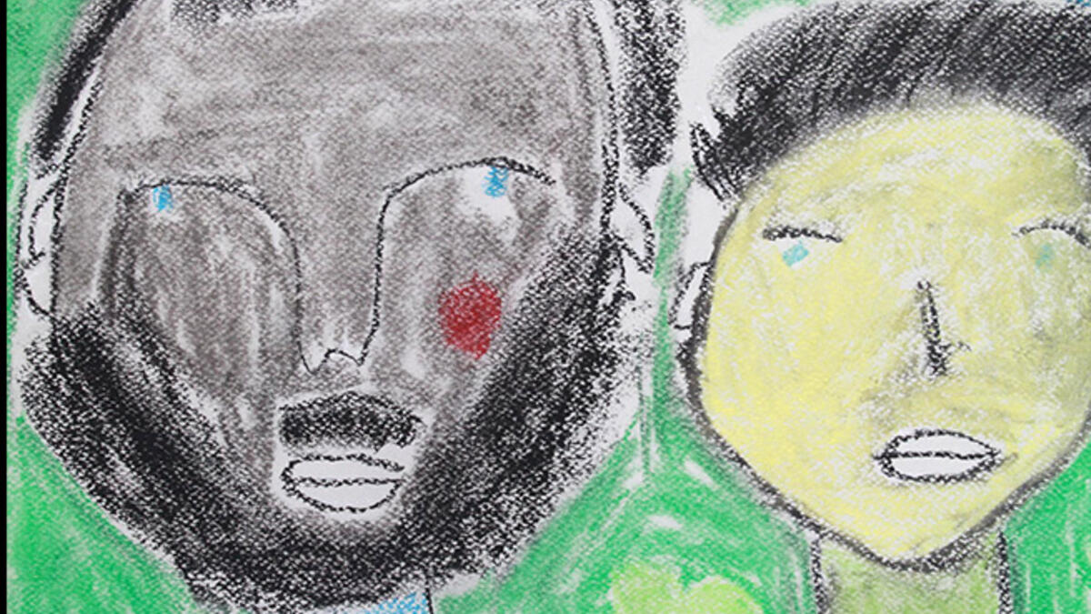 After exercises executed in black and white, the colors came out.  Primitive portraits spilled onto the table, brilliantly painted with chalk pastels and gorgeously expressive - but this class was on graphic novels - and so back to learning their specific structure.