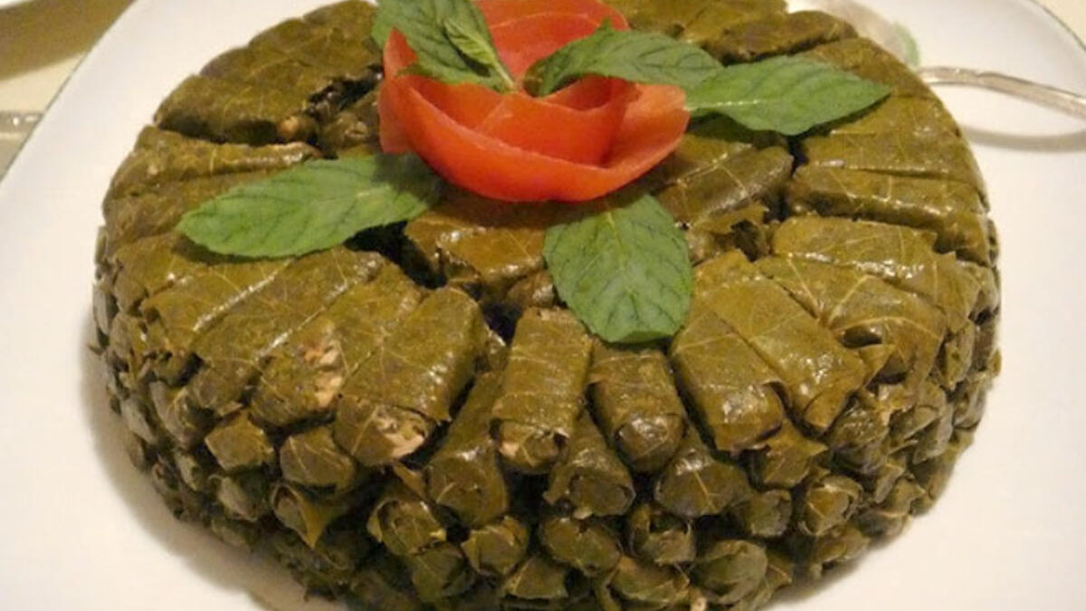food stuffed vine leaves Arab