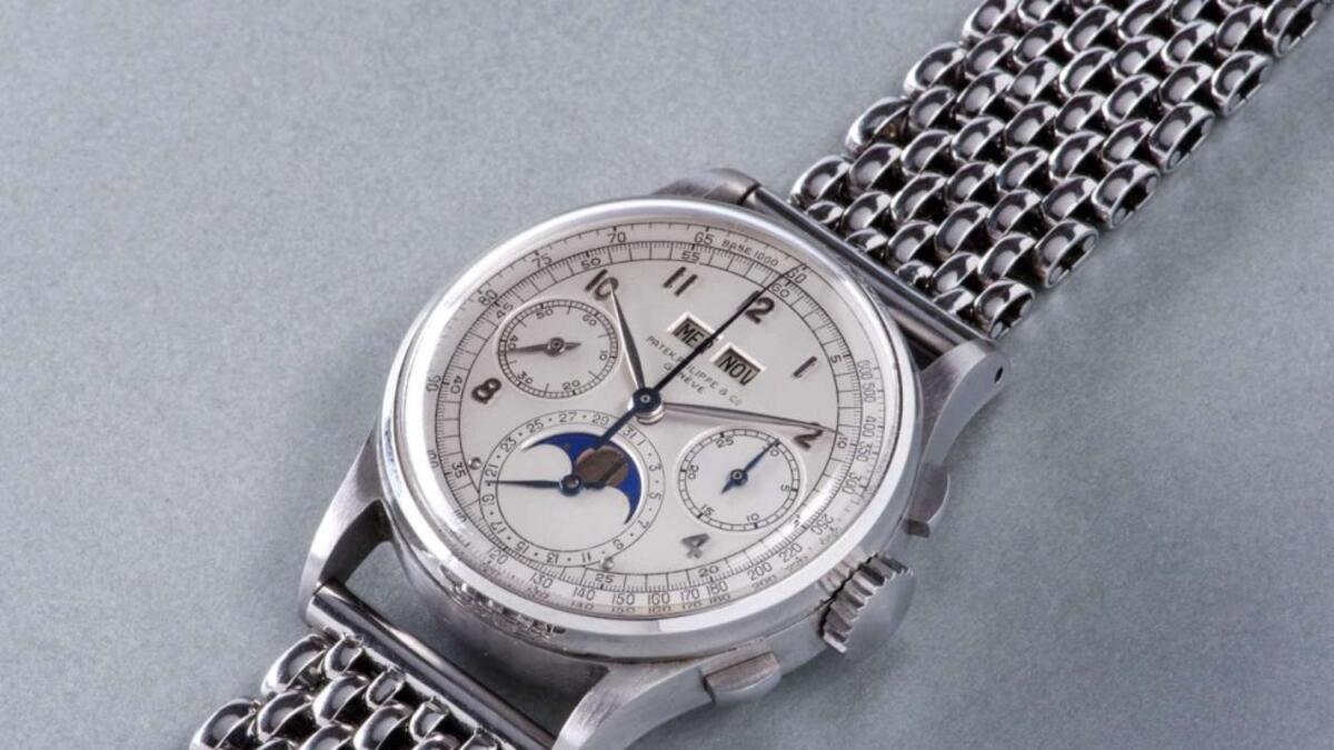 Patek Philippe Ref. 1518 at $11.1 million: Philippe produced this model in 1941, making it the first perpetual calendar chronograph wristwatch every produced in a series. (AFP/File)