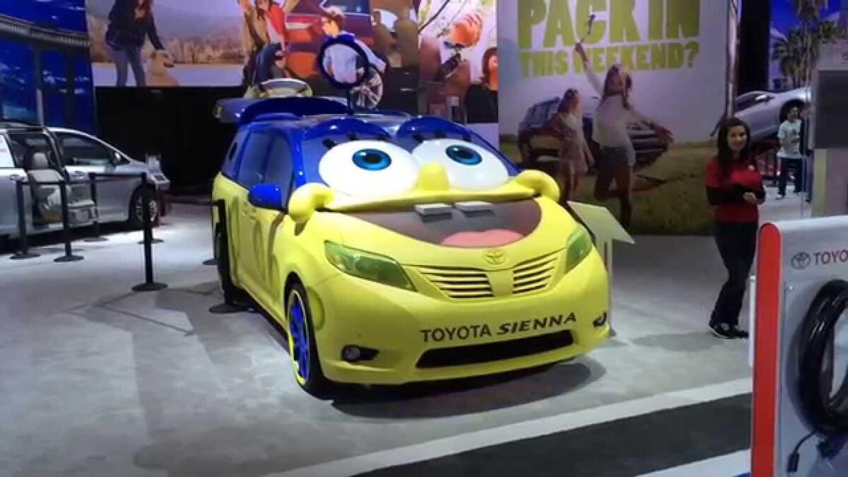 SpongeBob Square car is a custom Toyota Sienna Van with a special SpongeBob Square Pants design. (YouTube)