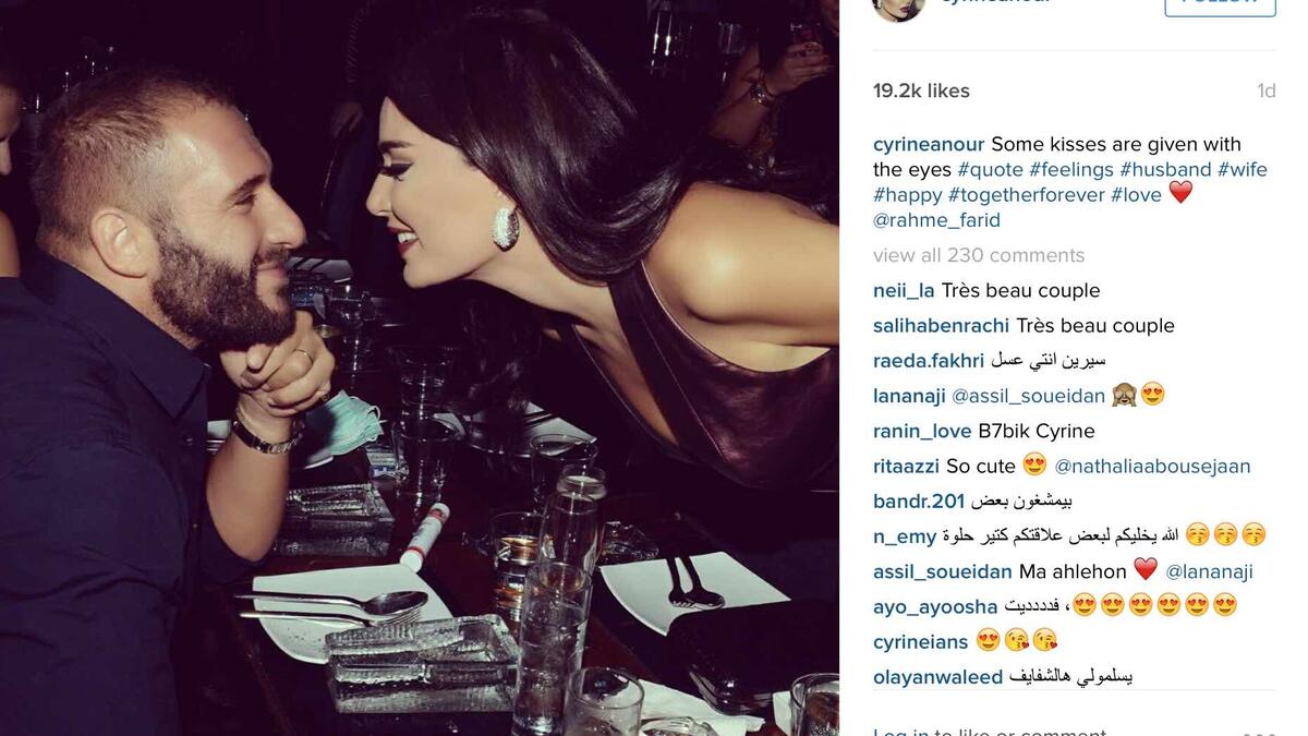 Cyrine Abdel Nour cozied up with the hubs