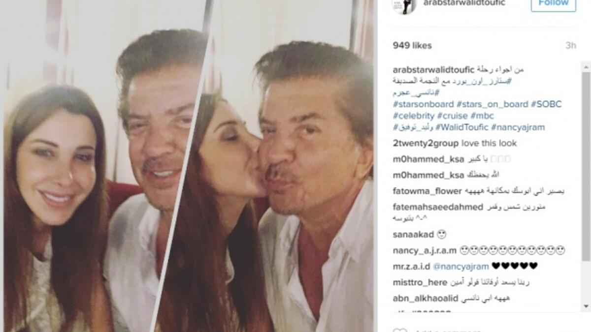 نشر الفنّان وليد توفيق عبر صفحته على تطبيق “انستغرام” صورة جمعته بالفنّانة نانسي عجرم وظهرت نانسي وهي تقبّل وليد على خدّه خلال حفل “ستارز أون بورد” التي انطلقت السبت الماضي وقد أحيا كل من عجرم وتوفيق، فقرته من حفل الرحلة، مشعلين المسرح ومثيرين اعجاب الحضور.