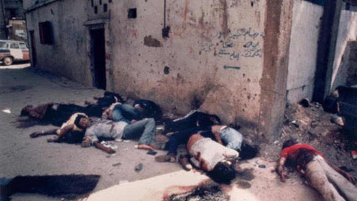 Meanwhile '82  in Lebanon, Sabra and Shatila, got a similar treatment when Christian Lebanese
Phalangists stomped through this Beirut Palestinian refugee camp, and, under the watch of the IDF, unleashed horrors by
wiping out all- man, woman, child, baby-  leaving a path of carnage in their wake.