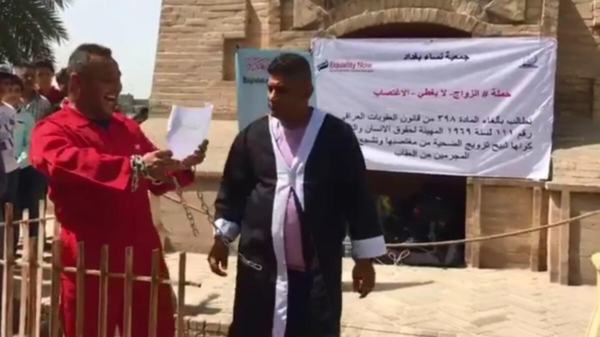 Article 398, which is either instituted, or inspired by a Napoleonic-era French law, allows male kidnappers exemption from prosecution if they married the woman in question.
Baghdad's Woman Association