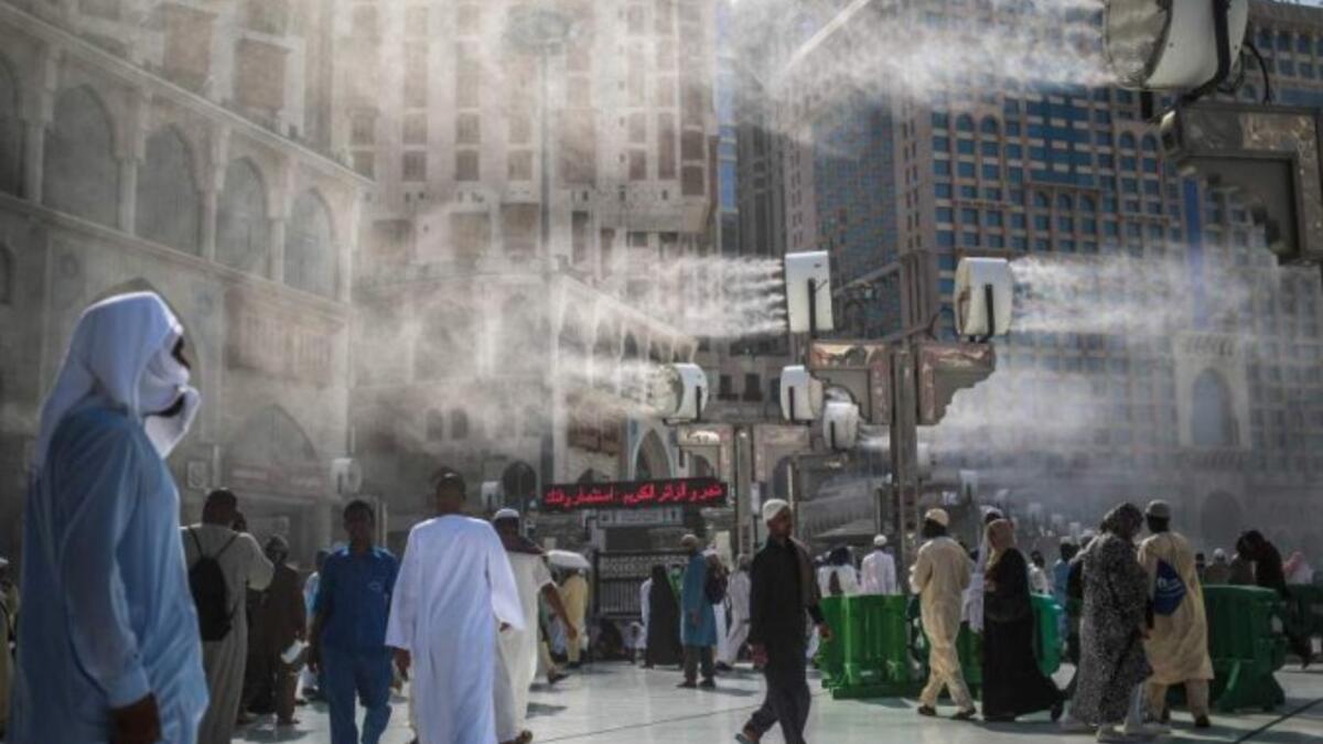 water spray on hajj pilgrims