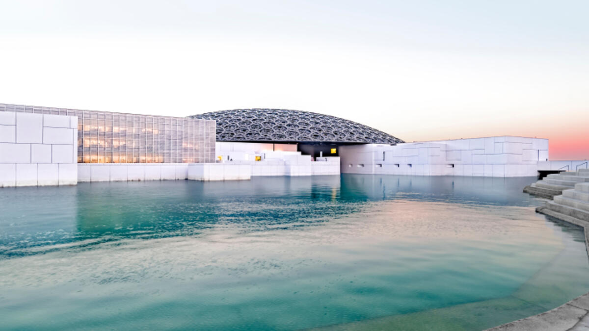 The famous museum of the French architect Jean Nouvel - panoramic view from the tribune at sunrise (Shutterstock/File Photo)