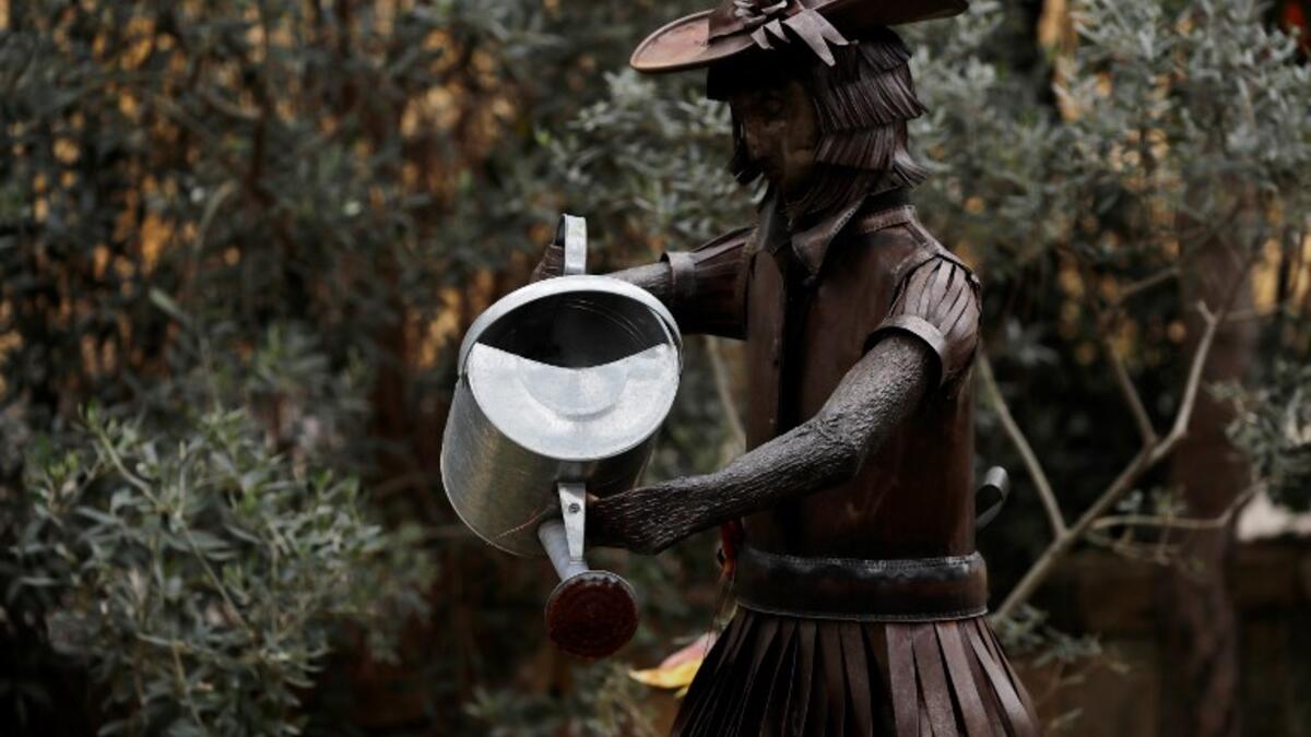 This picture shows a sculpture by Lebanese Artist Charles Nassar made out of artillery shrapnels in the village of Remhala, south of Beirut, on March 7, 2019.
JOSEPH EID / AFP