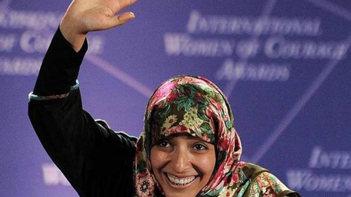 Tawwakkol Karman is a Yemeni journalist, politician, and human rights activist, Karman was the first Arab woman to win a Nobel Peace Prize. She works to achieve freedom of speech in Yemen, and founded the campaign group Women Journalists Without Chains in 2005. She led a series of protests calling for the overturn of corrupt governments. (AFP)