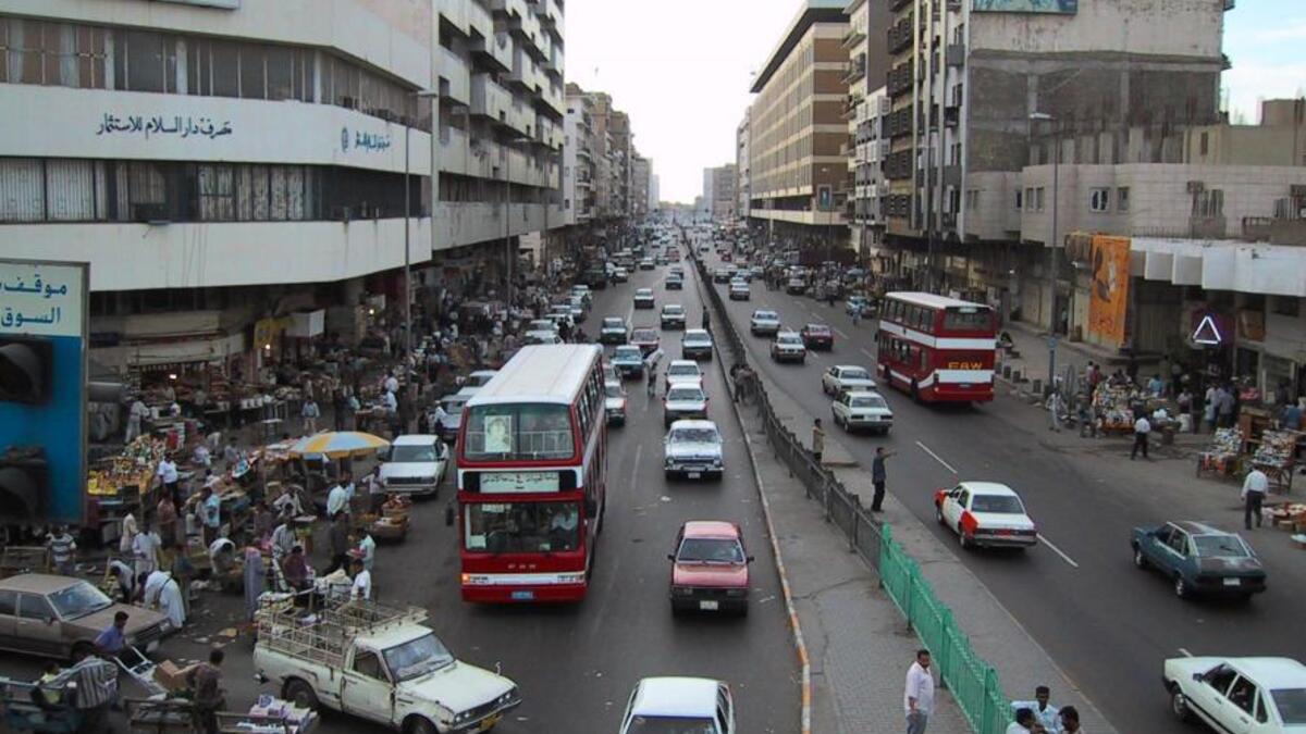 Al-Jamhuri street, Baghdad downtown, Iraq in 2001. Before war. (looklex.com)