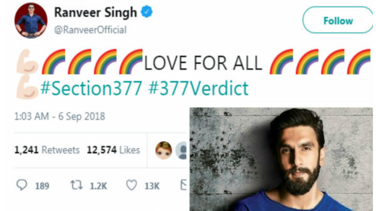 رانفير سينغ: "الحب للجميع".