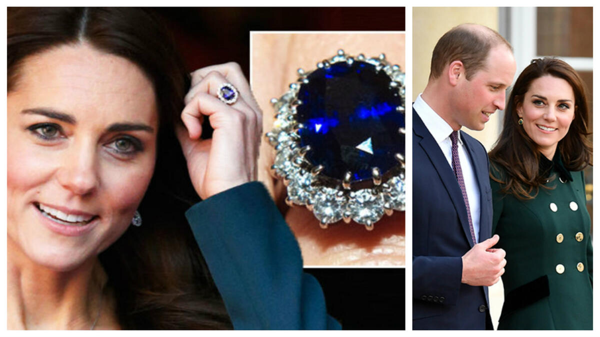 دوقة كامبريدج كيت ميدلتون: حصلت على خاتم "حماتها" الراحلة الليدي ديانا والذي قُدّر سعره بـ505 الآف دولار، وهو مكوّن من 14 قطعة من الماس يتوسّطها حجر من الياقوت الأزرق (12 قيراطًا).