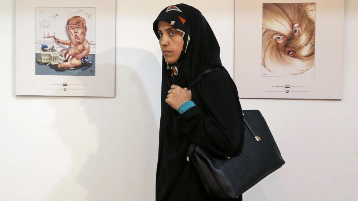 Another Iranian entry on the right, bringing attention to the president's golden locks. (AFP)