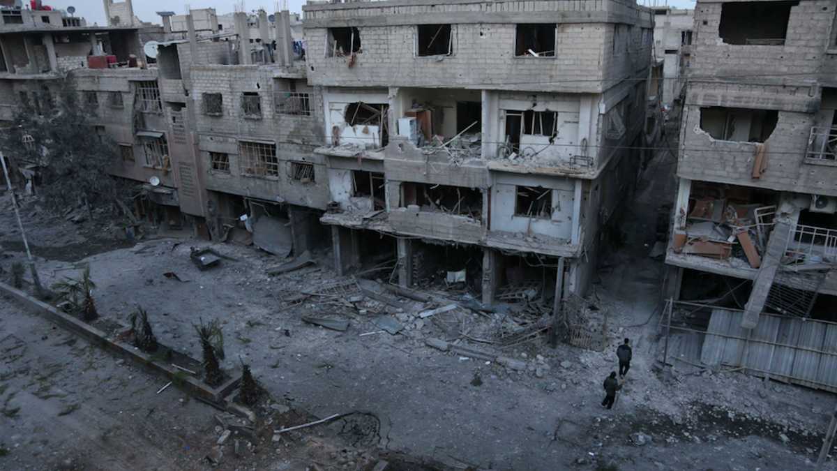 Heavy Syrian bombardment killed 44 civilians in rebel-held Eastern Ghouta, as regime forces appeared to prepare for an imminent ground assault  on Feb. 19, 2018. 
(ABDULMONAM EASSA / AFP)