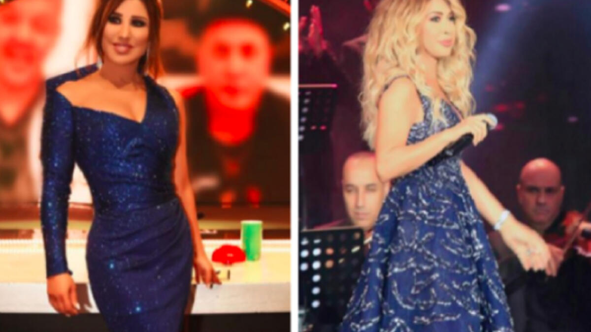 Najwa and Nawal in navy blue sparkling dresses