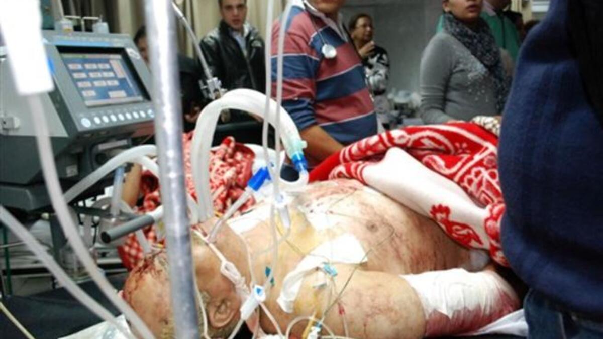 An injured man receives medical treatment at the hospital.