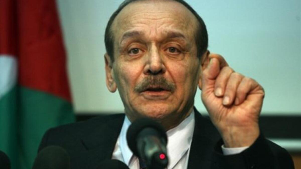 Yasser Abed Rabbo, a senior aid of Palestinian Authority president Mahmud Abbas, addresses journalists in the West Bank city of Ramallah.