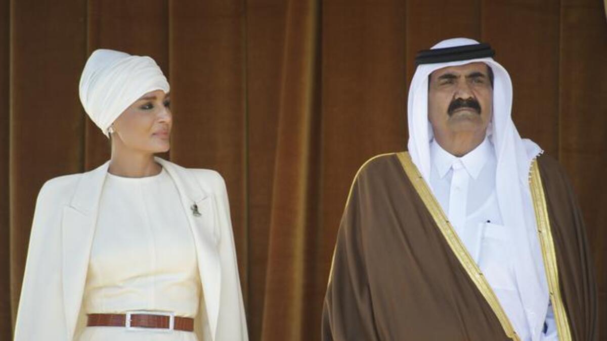 Qatar's Sheikh Hamad Ben Khalifa Al Thani and his Consort, Sheikha Mouza Al Misned, have a lot to be thankful for this time around: 
Not only are they likely to get a new influential role in a post-Gaddafi Libya, but Eid coincided with their country's 40th anniversary of independence.