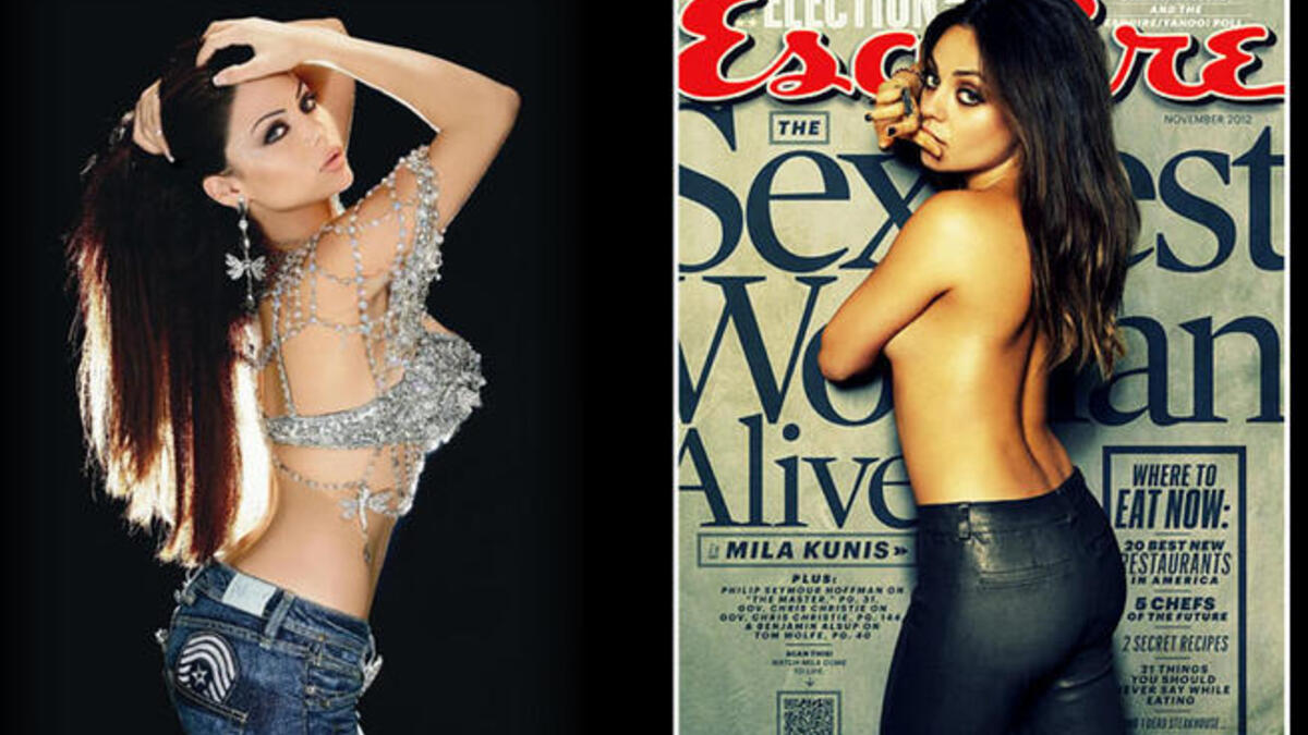 While some have compared sassy Lebanese diva Haifa Wehbe to Britney Spears, the feisty starlet didn’t take too kindly to that parallel. Instead, we’ve chosen the flirtatious Hollywood star Mila Kunis who played in “Black Swan” as Haifa's Western look-a-like.