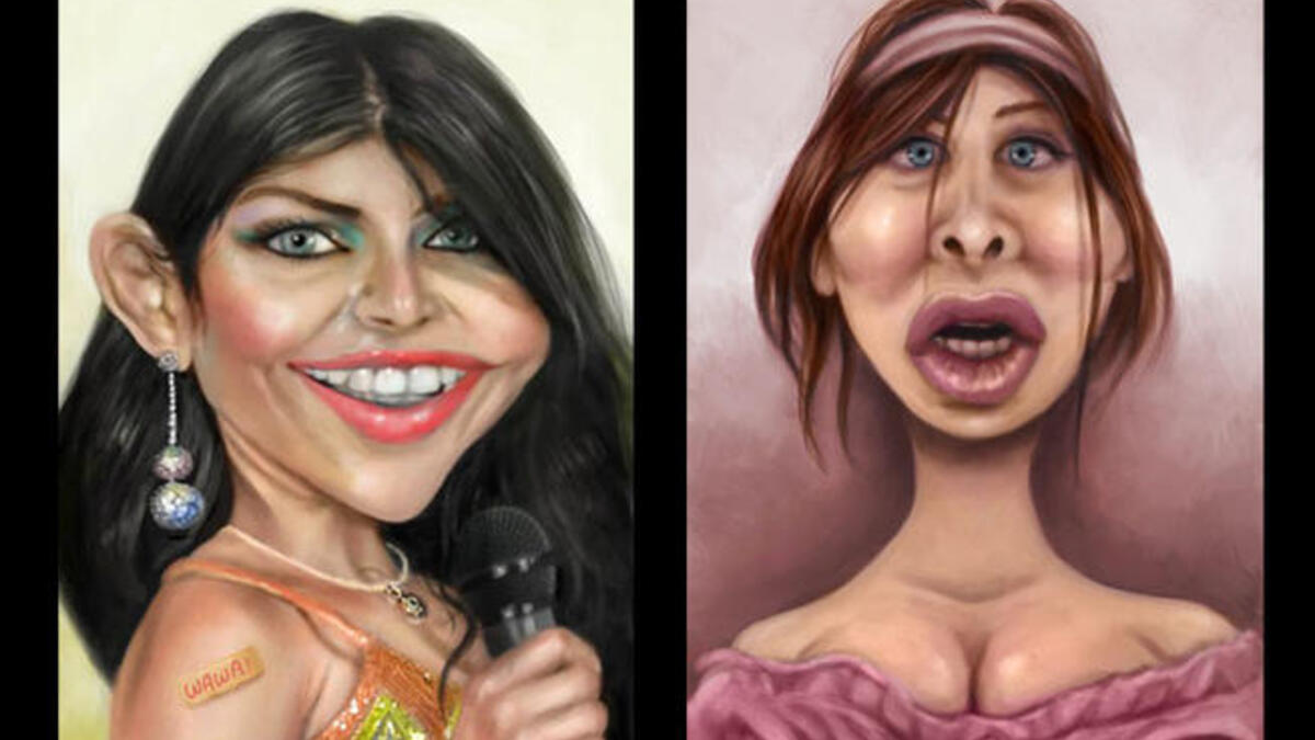 Haifa Wehbe and Nancy Ajram, courtesy of Artist Yazan Khalifeh